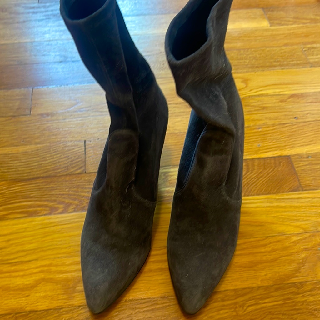 Stuart Weitzman Stretch Suede “Sock” Booties-7